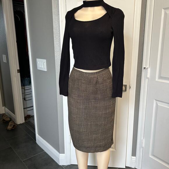Vintage 80s Leana Winston Skirt Suit Set Brown Tweed Blazer & Skirt Size 8 - Picture 3 of 9